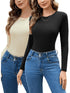 2er-Pack Damen Langarmshirts | Thermo-Unterhemden mit Rundhalsausschnitt